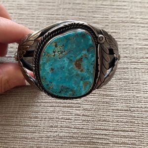 Turquoise and silver cuff with detailing